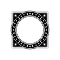 Celestial Frame Black White, Moon Star Element. vector