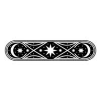 Celestial Border Crescent Moons, Stars, and Ornate Geometric Patterns. vector