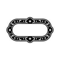 Ornate Black and White Oval Frame with Celestial Motifs. vector
