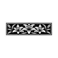 Elegant Lily Border Monochrome Floral Element. vector