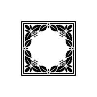 Minimalist Christmas Frame Holly and Snowflake , Festive Border. vector