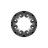 Abstract Black White Swirl Circle - Decorative Element. vector