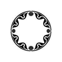 Art Nouveau Circle Frame with Seashell Motif, Elegant. vector