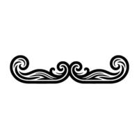 Ornate Black Mustache on White Background. vector