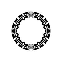 Minimalist Circular Ornament with Shell Details on White Background. vector