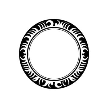 Elegant Circular Frame with Ornate Scrollwork on White Background. vector