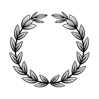 Minimalist Laurel Wreath Illustration on White Background.