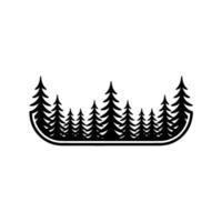 Minimalist Forest Silhouettes in Curved Shape, Element. vector