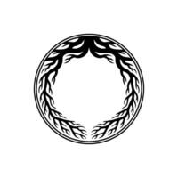 Abstract Tree Root Circle Frame - Minimalist on White. vector