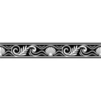Elegant Black White Seashell Border on White Background. vector