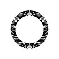 Elegant Wave Floral Circle Frame on White Background. vector