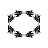Geometric Floral Frame in Black White, Minimalist. vector