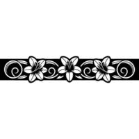 Elegant Floral Border, Black and White Lily , Decorative Element. vector