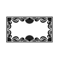 Elegant Black and White Decorative Frame with Shell and Wave Motifs. vector