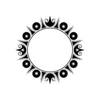 Elegant Black White Circular Frame with Stars. vector