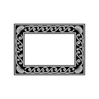 Decorative Black Frame with Swirls and Seashells. vector