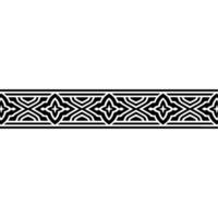 Ornamental Border with Floral Motif in Black and White. vector