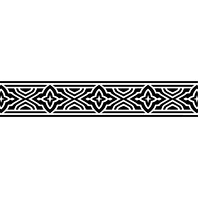 Ornamental Border with Floral Motif in Black and White.