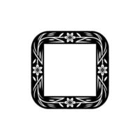 Elegant Floral Frame in Black and White, Minimalist Style. vector