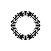 Elegant Black and White Floral Frame , Minimalist Circle. vector