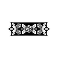 Elegant Black Rose Border on Gradient Background. vector