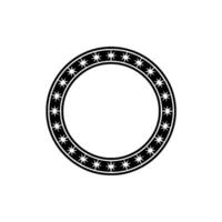 Circular Starburst Border, Black and White Ornament on White Background. vector
