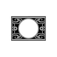Elegant Black and White Art Deco Frame with Circular Center. vector