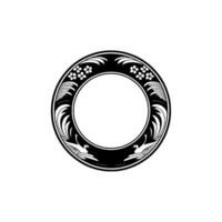 Art Nouveau Circle Frame with Floral Bird Motifs, Minimalist. vector