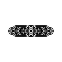 Ornate Black White Floral Decorative Border Element, Minimalist. vector