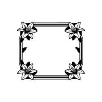 Elegant Black and White Lily Floral Frame - Decorative Border Element. vector
