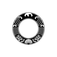 Circular Ocean Frame Minimalist Black and White. vector