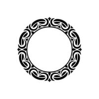 Ornate Black Circle Frame on White, Minimalist Decorative Element. vector