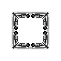 Art Deco Floral Frame in Black on White, Elegant. vector