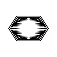 Geometric Black and White Hexagon Frame, Minimalist. vector