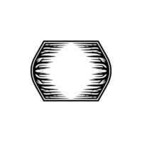 Vintage Engraved Frame Illustration - Hexagonal on White. vector
