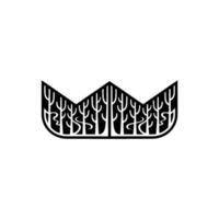 Forest Crown Silhouette Black and White Minimalist Emblem. vector