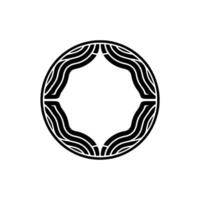 Minimalist Black and White Geometric Element - Circle and Wave. vector