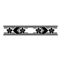 Floral Border , Black Line Art, Japanese Style, Elegant Element. vector