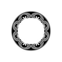 Elegant Swirl Border, Black and White Circle Frame, Minimalist. vector
