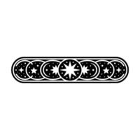 Celestial Ornament, Black White Starburst Pattern on White Background. vector