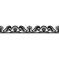 Decorative Ocean Border Black Waves, Shells, and Trees. vector