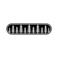 Minimalist Forest Silhouette Emblem in Oval Shape, Black and White. vector