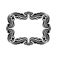 Elegant Black Ornate Frame with Decorative Swirls on White Background. vector