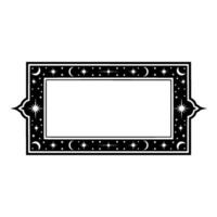 Celestial Frame Black and White Decorative Border, Blank Space for Text. vector