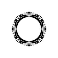 Elegant Art Deco Circular Frame with Seashell Accents on White Background. vector