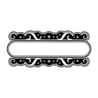 Vintage Ornamental Frame, Black and White with Scrolling Swirls Stars. vector