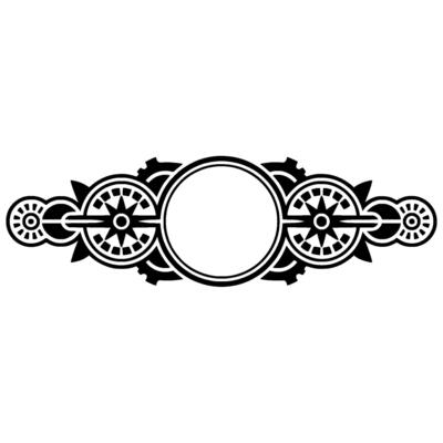 Decorative Geometric Black and White Emblem with Circle Element.