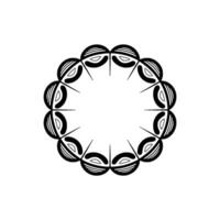 Circular Black White Abstract Decorative Element, Mandala Style. vector