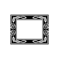 Elegant Black White Floral Frame , Element. vector