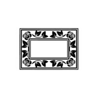 Elegant Floral Frame Silhouette on White, Decorative Element. vector